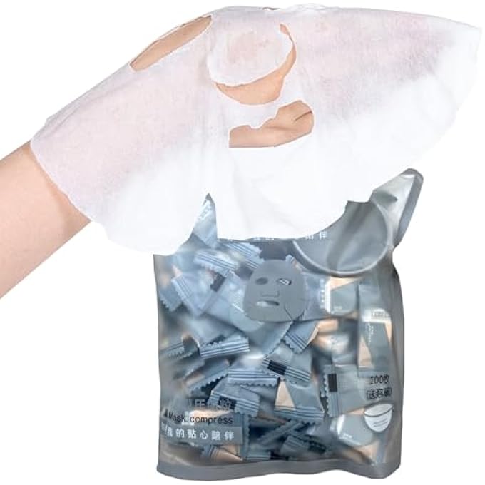 FUIN 100PCS COMPRESSED FACIAL MASK, DISPOSABLE BEAUTY DIY COSMETIC COMPRESSED FACIAL MASK, SKIN CARE NATURAL FACE SHEET MASK PAPER SKIN CARE WRAPPED MASKS WITH MASK BOWL - Image 3